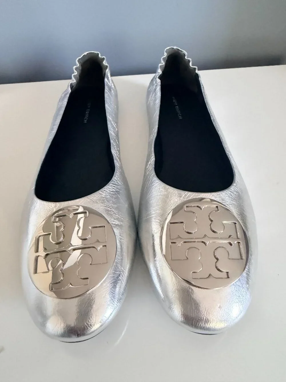 Tory Burch Silver Flats – Brand New, Never Worn, US Size 10.5